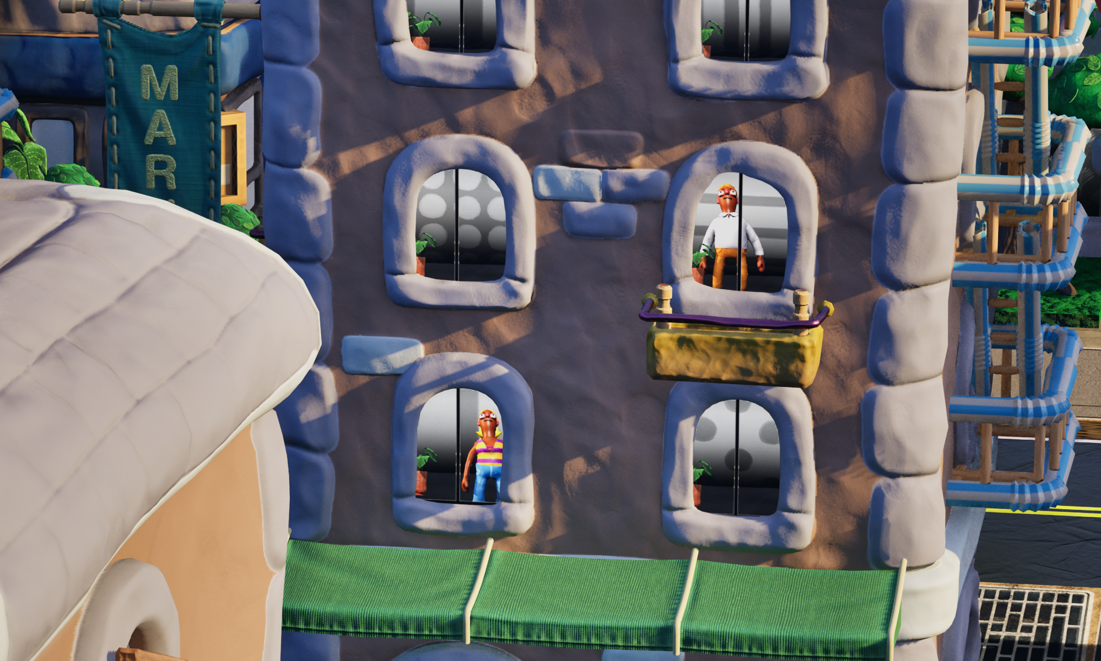 Window state manager rendering NPCs into building windows